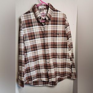 Larro Western Brown/Tan Plaid Long Sleeve Shirt Mens Size L